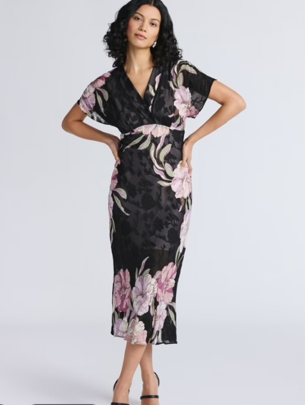 Sofia by Sofia Vergara Bias Cut Out Back Midi Floral Dress XXL